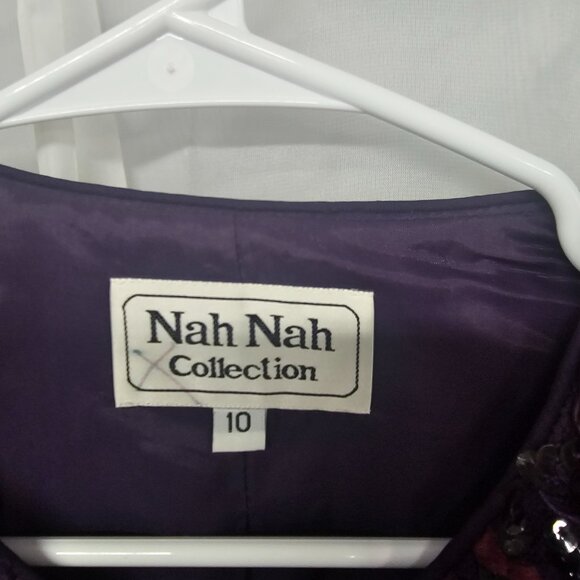 Vintage Nah Nah Purple Ribbon Jacket Evening Formal Sequin Formal Holiday 10 - Picture 6 of 9